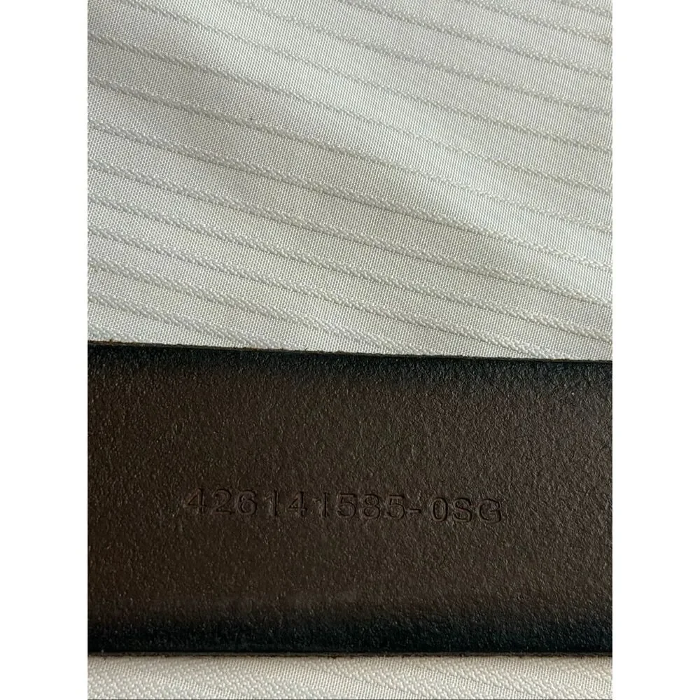 Polo Ralph Lauren Men's Vintage Dark Brown Pony Logo Plaque Leather Belt Size 38